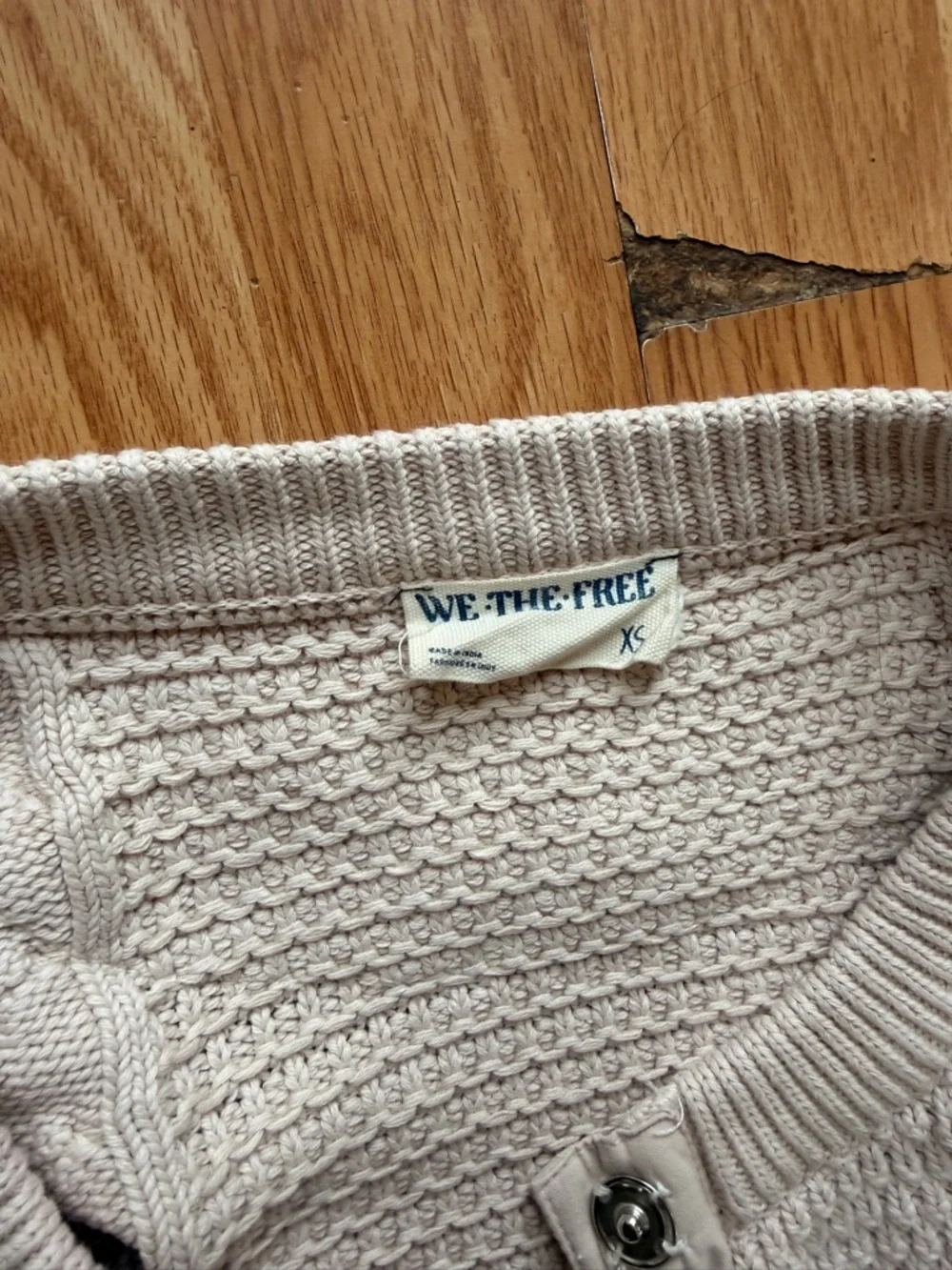 We The Free Cropped Cable-Knit Cardigan in Cream - Picture 3 of 5